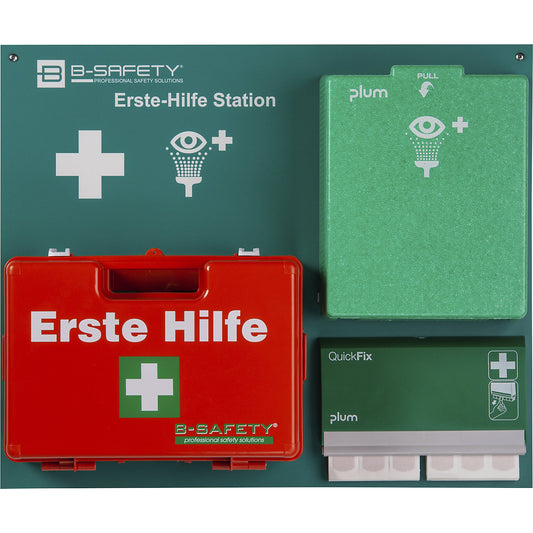 First aid station, CLASSIC No. 1, incl. eye wash bottles, plasters, first aid kit.