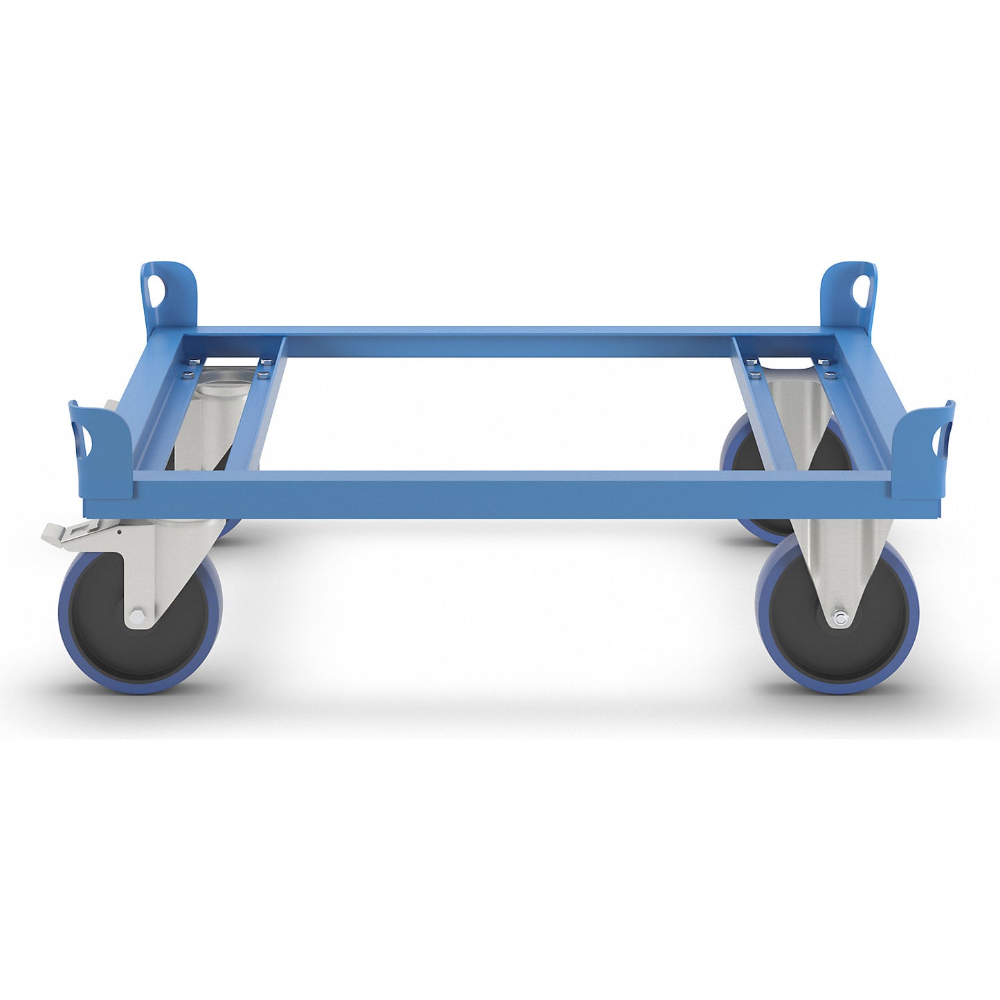 Steel dolly, for pallets 1000 x 800 mm, max. load 1000 kg, loading height 280 mm, blue.