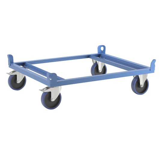 Steel dolly, for industrial pallets, max. load 1000 kg, loading height 280 mm, blue.