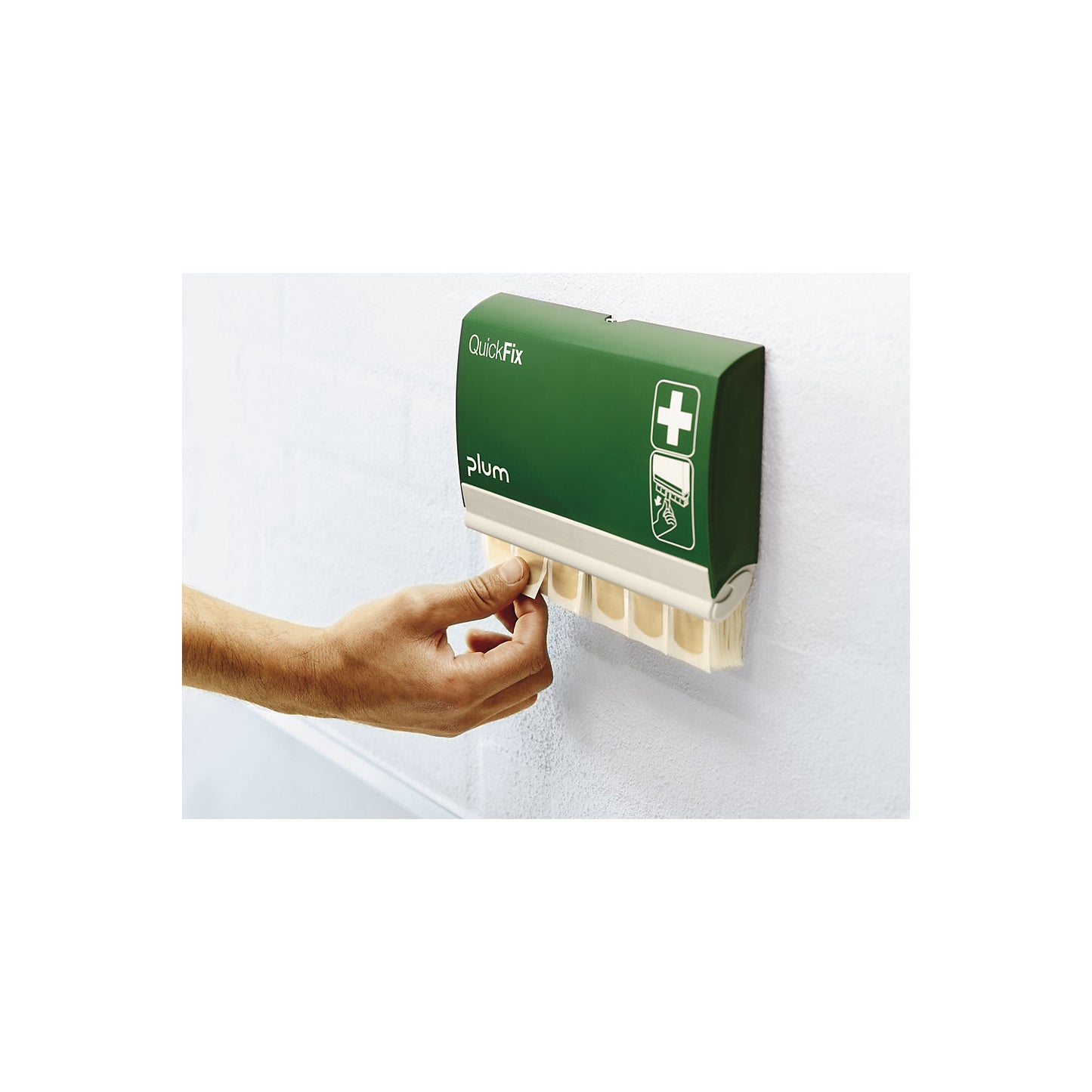 QuickFix plaster dispenser, with 45 waterproof and 45 elastic plasters, green.