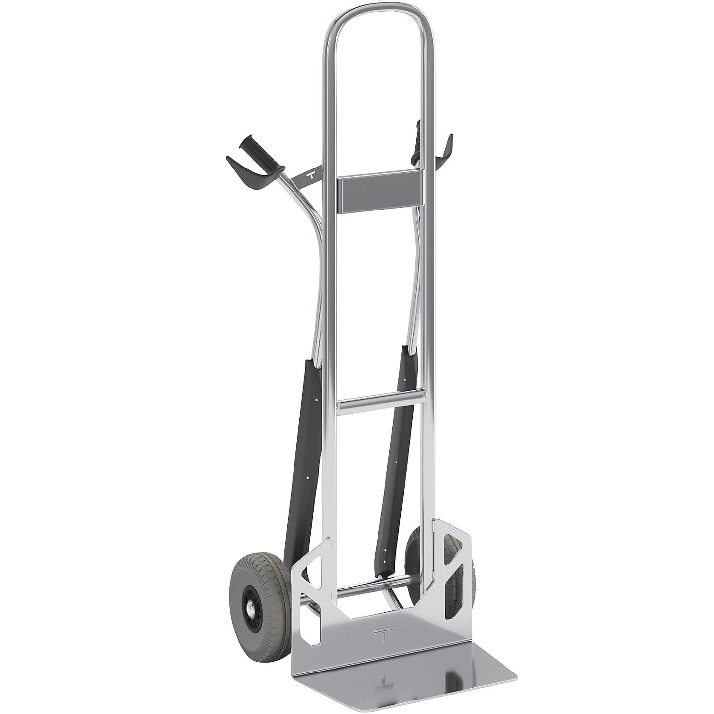Aluminium sack truck, max. load 350 kg, polyurethane, puncture proof.
