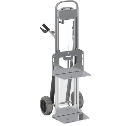Aluminium sack truck, max. load 350 kg, with lifting platform, polyurethane, puncture proof.