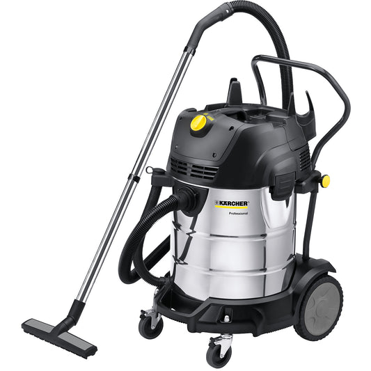 Wet and dry vacuum cleaner, NT 75/2 Tact² Me 2760 W, capacity 75 l, with wheeled base.