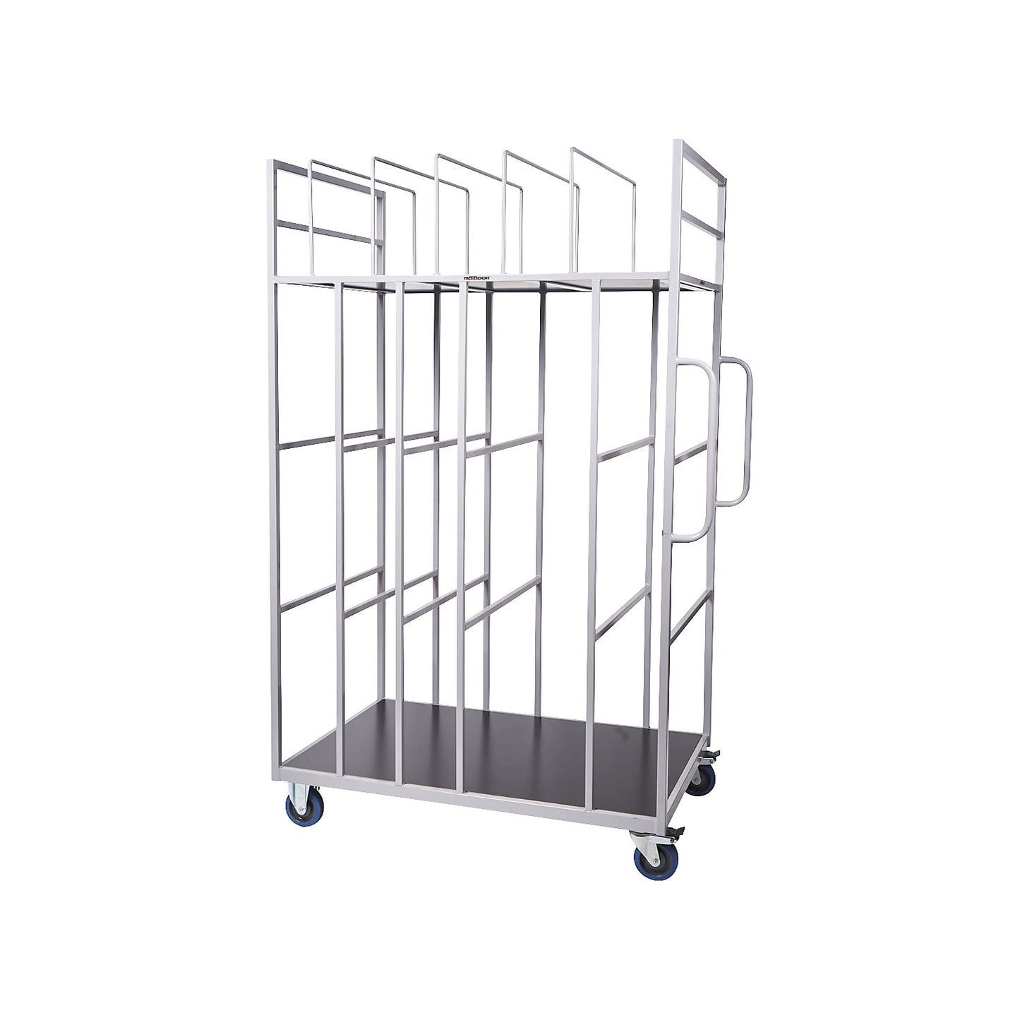 Cardboard box trolley, for folded cardboard boxes, 4 swivel castors, 2 with wheel stops.