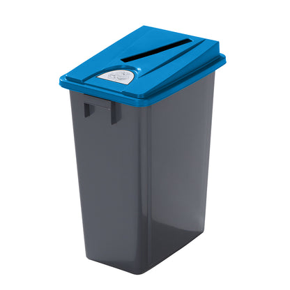 Robust recyclable waste collector with lid, capacity 60 l, flat lid, deposit slot.