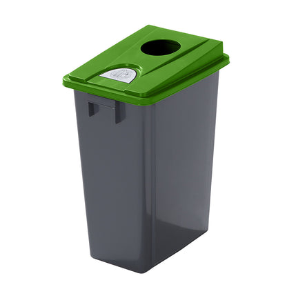 Robust recyclable waste collector with lid, capacity 60 l, flat lid, deposit hole.