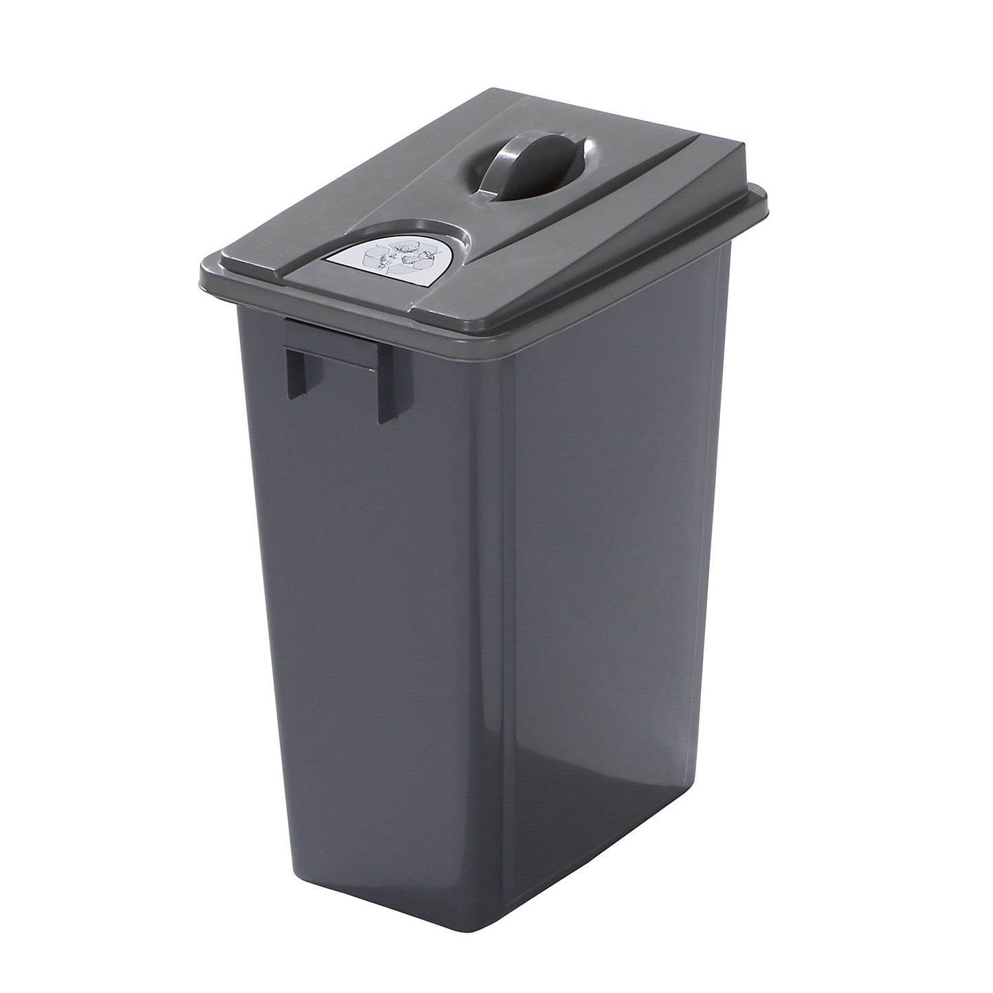 Robust recyclable waste collector with lid, capacity 60 l, flat lid, with lid with handle.