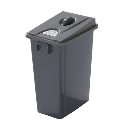 Robust recyclable waste collector with lid, capacity 60 l, flat lid, with lid with handle.