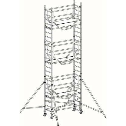 ADVANCED SAFE-T 7075 mobile access tower, welded, platform 2.08 x 0.61 m, max. working height 7.25 m.