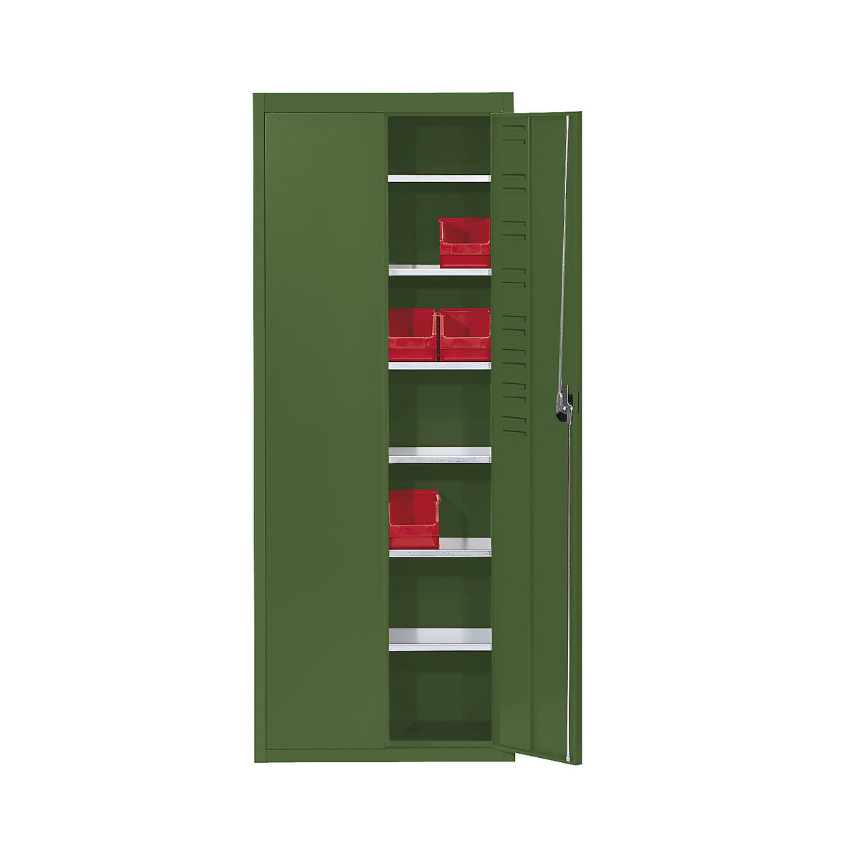 Storage cupboard, without open fronted storage bins, HxWxD 1740 x 680 x 280 mm, single colour, reseda green.