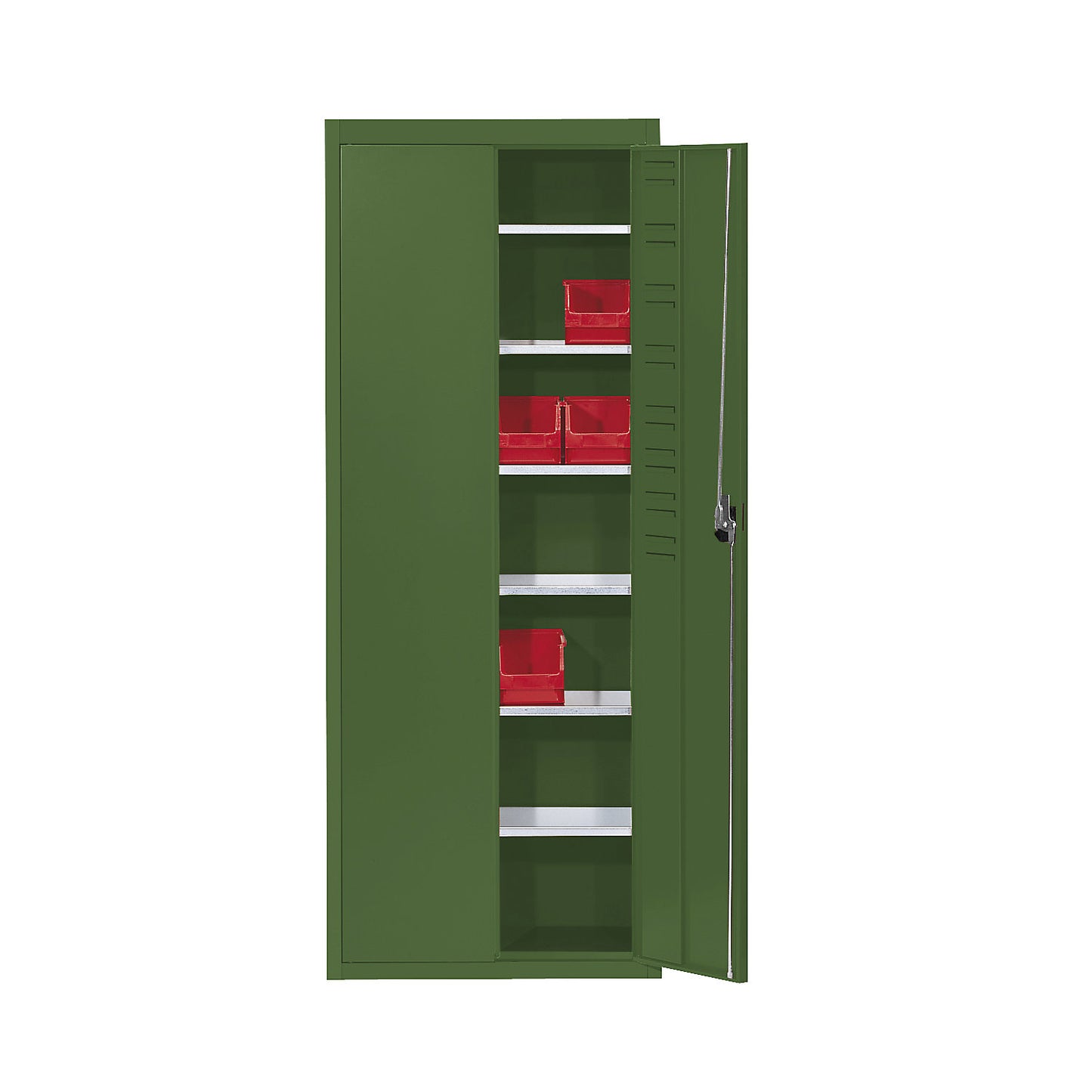 Storage cupboard, without open fronted storage bins, HxWxD 1740 x 680 x 280 mm, single colour, reseda green.