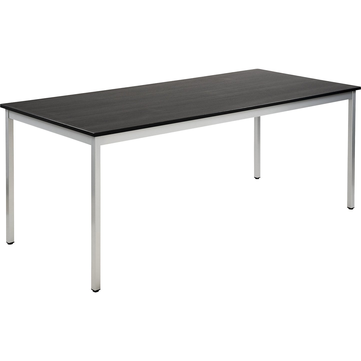 Multipurpose table, rectangular, HxWxD 740 x 1800 x 800 mm, ash finish tabletop in dark grey, white aluminium frame.
