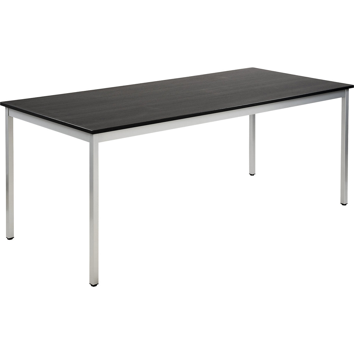 Multipurpose table, rectangular, HxWxD 740 x 1800 x 800 mm, ash finish tabletop in dark grey, white aluminium frame.