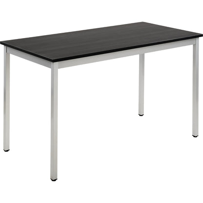 Multipurpose table, rectangular, WxH 1200 x 740 mm, depth 600 mm, ash finish tabletop in dark grey, white aluminium frame.