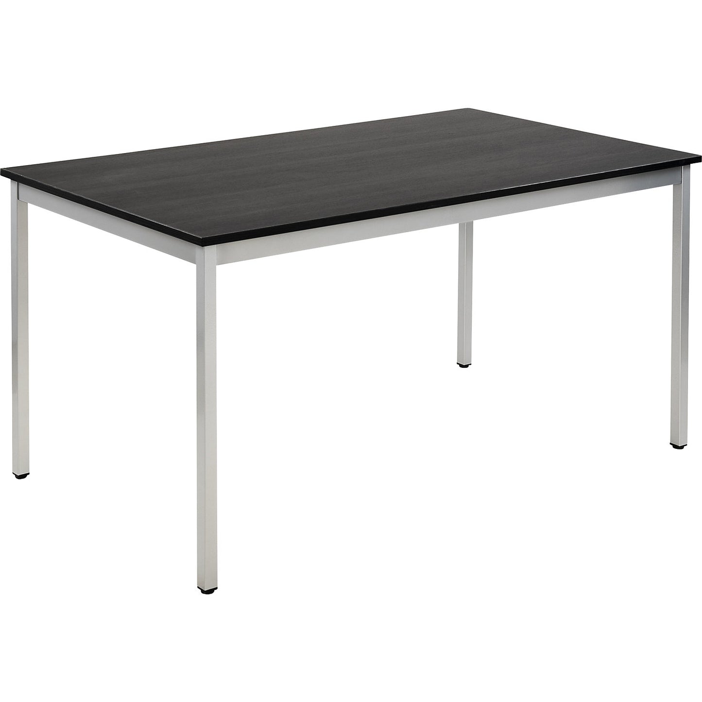 Multipurpose table, rectangular, WxH 1400 x 740 mm, depth 800 mm, ash finish tabletop in dark grey, white aluminium frame.