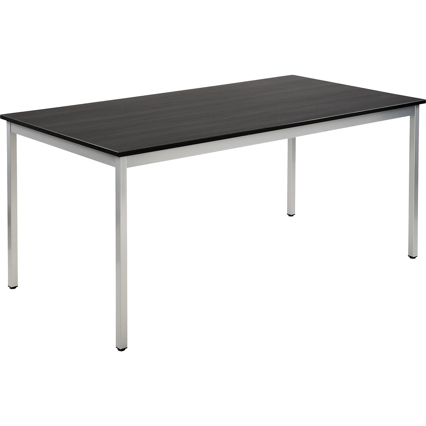 Multipurpose table, rectangular, HxWxD 740 x 1600 x 800 mm, ash finish tabletop in dark grey, white aluminium frame.