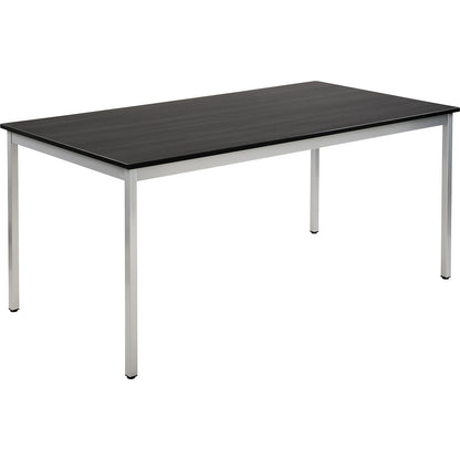 Multipurpose table, rectangular, HxWxD 740 x 1600 x 800 mm, ash finish tabletop in dark grey, white aluminium frame.