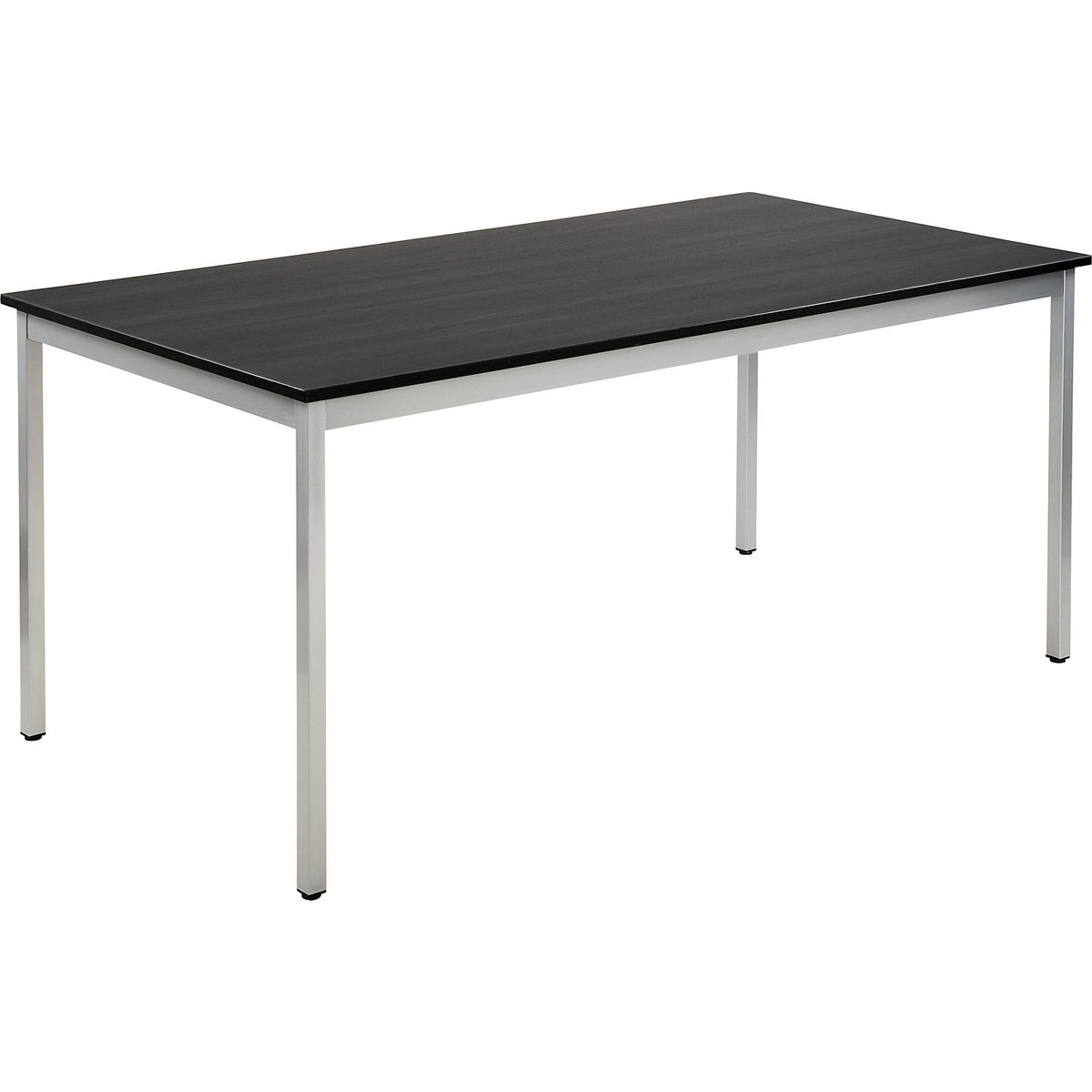 Multipurpose table, rectangular, HxWxD 740 x 1600 x 800 mm, ash finish tabletop in dark grey, white aluminium frame.