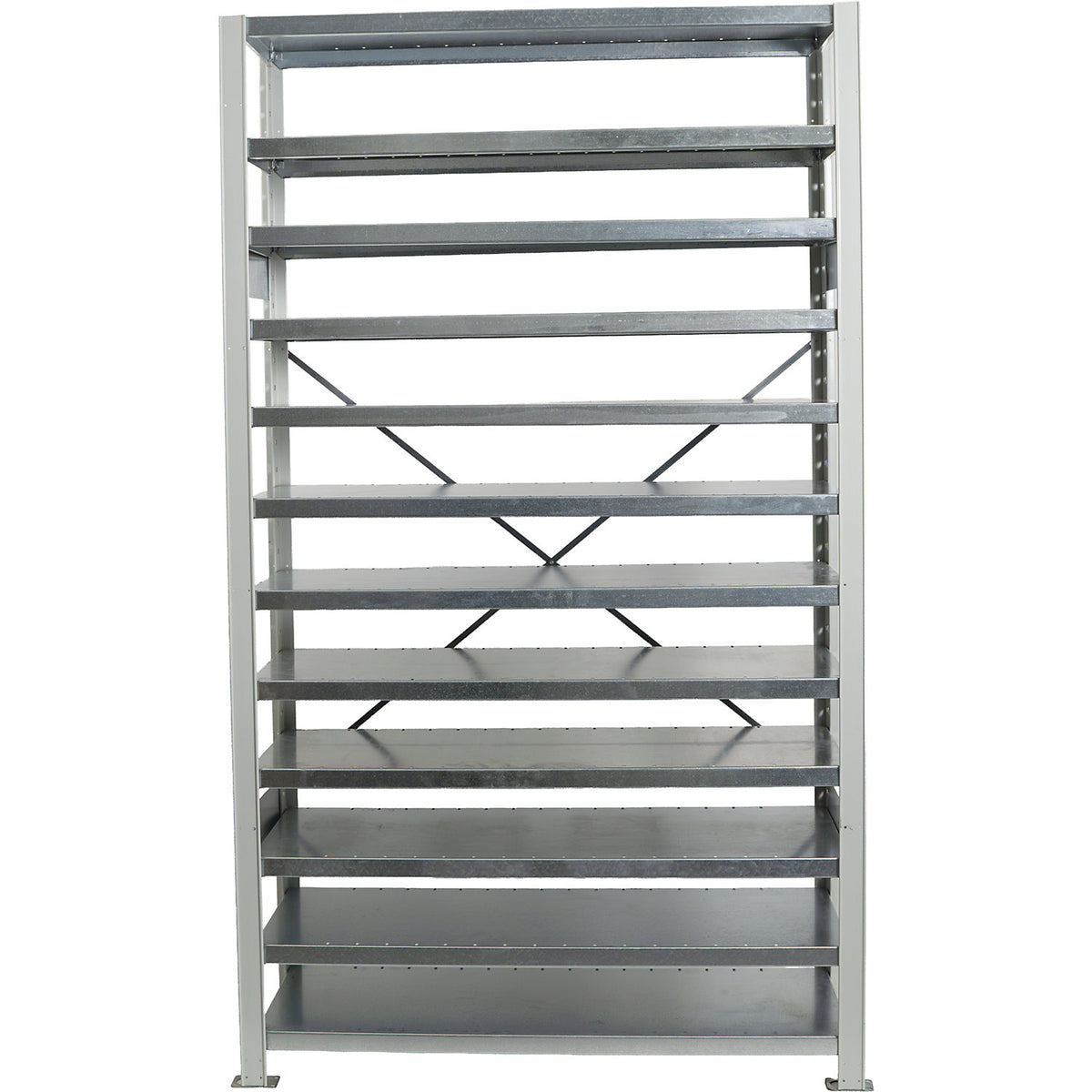 Boltless shelving unit for shelf bins, HxW 1790 x 1000 mm, basic shelf unit, depth 300 mm, without bins.
