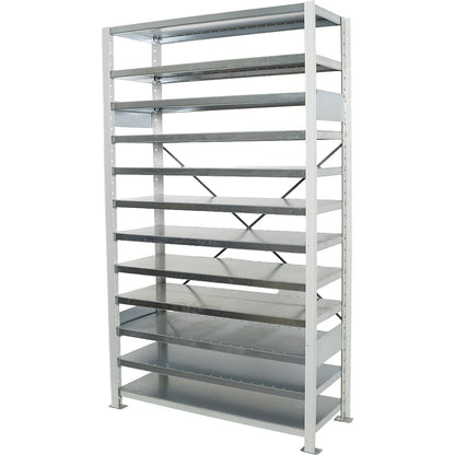 Boltless shelving unit for shelf bins, HxW 1790 x 1000 mm, basic shelf unit, depth 400 mm, without boxes, 12 shelves.