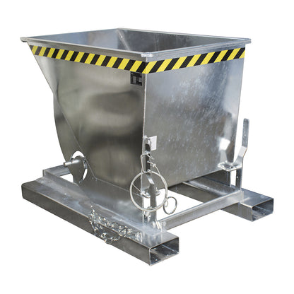 Compact tilting skip, capacity 0.5 m³, zinc plated.