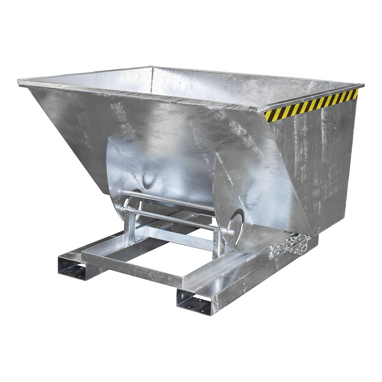 Compact tilting skip, capacity 1 m³, zinc plated.