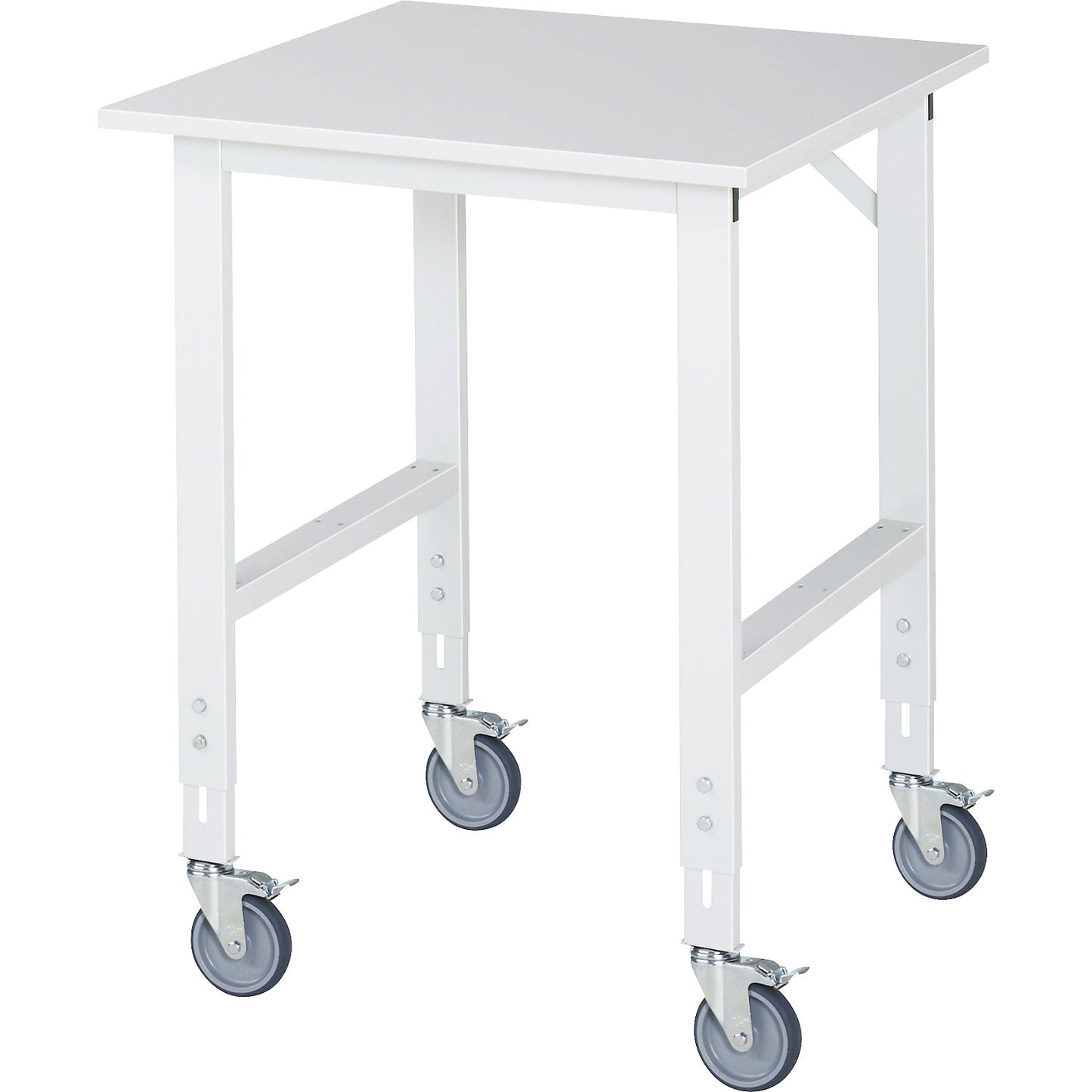 Mobile work table, frame 60 x 30 mm, worktop WxD 750 x 800 mm, melamine worktop.