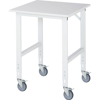 Mobile work table, frame 60 x 30 mm, worktop WxD 750 x 800 mm, melamine worktop.