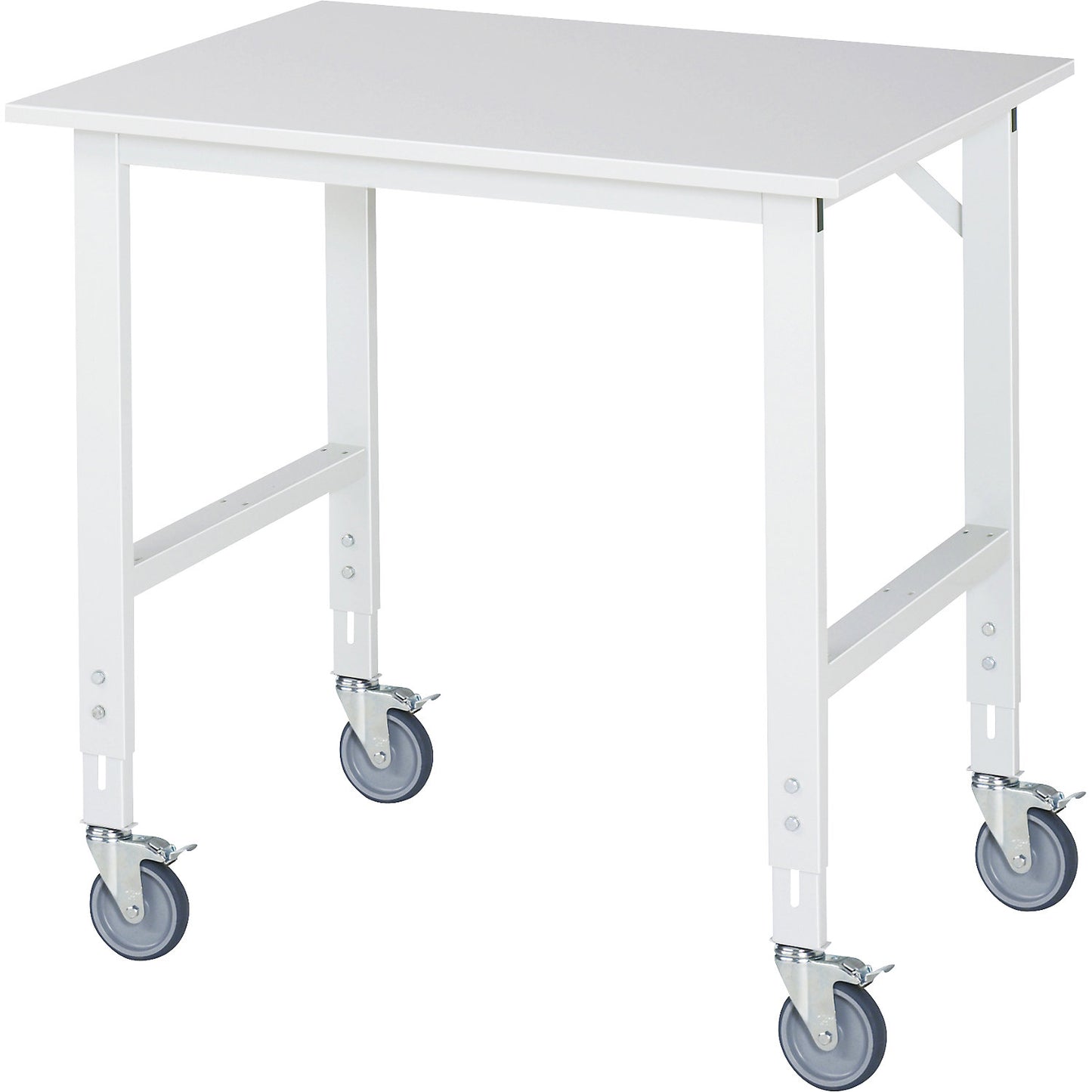 Mobile work table, frame 60 x 30 mm, worktop WxD 1000 x 800 mm, melamine worktop.