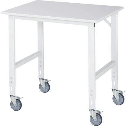Mobile work table, frame 60 x 30 mm, worktop WxD 1000 x 800 mm, melamine worktop.