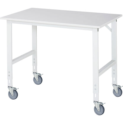 Mobile work table, frame 60 x 30 mm, worktop WxD 1250 x 800 mm, melamine worktop.