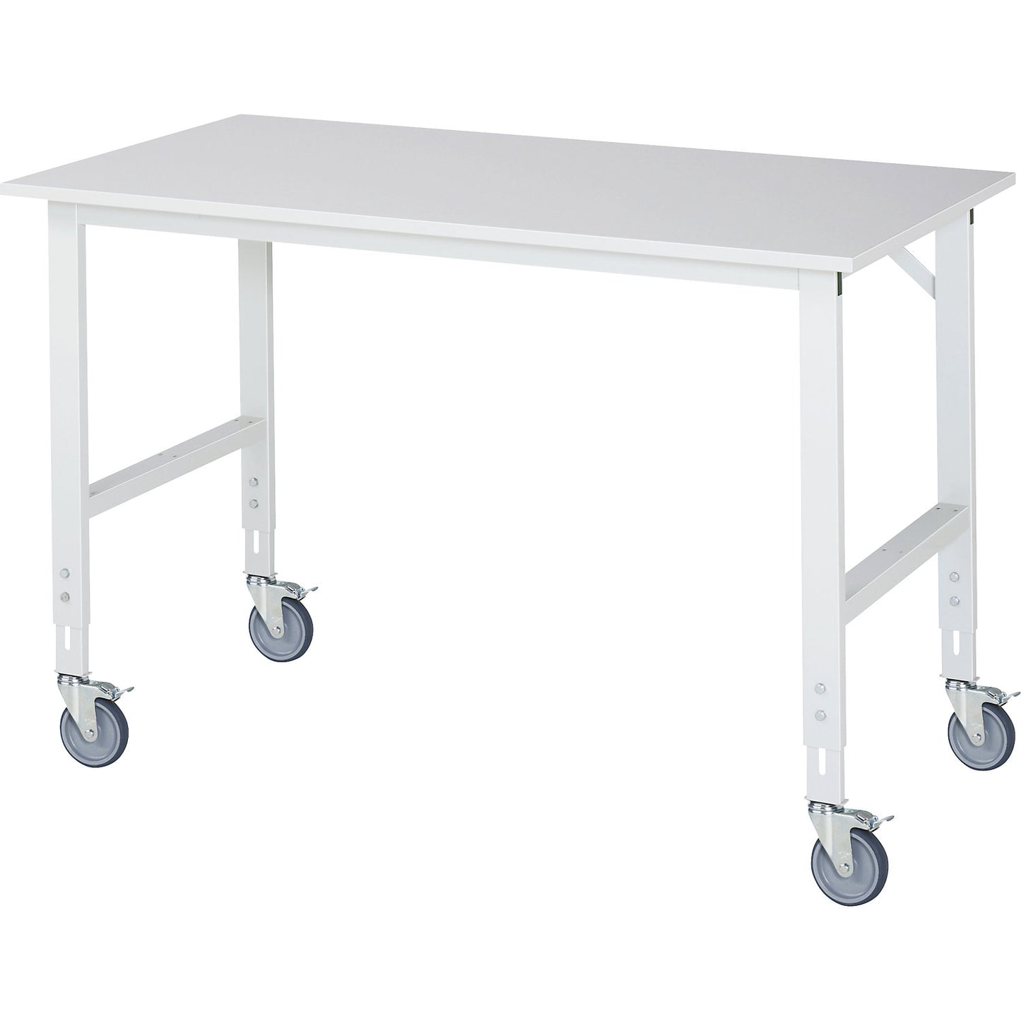 Mobile work table, frame 60 x 30 mm, worktop WxD 1500 x 800 mm, melamine worktop.