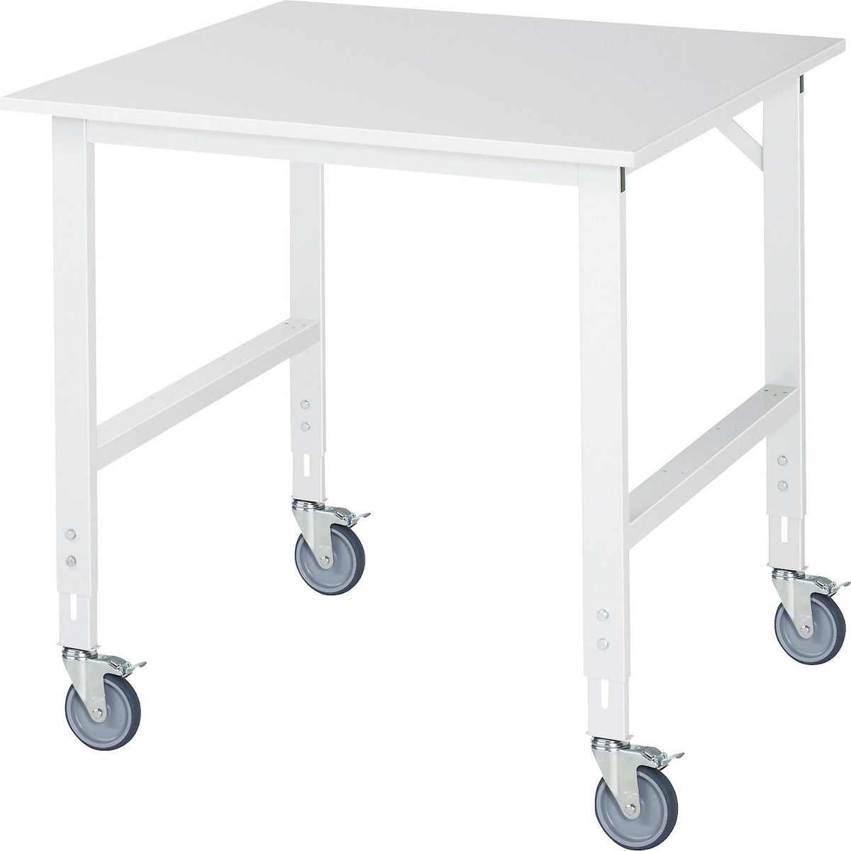 Mobile work table, frame 60 x 30 mm, worktop WxD 1000 x 1000 mm, melamine worktop.