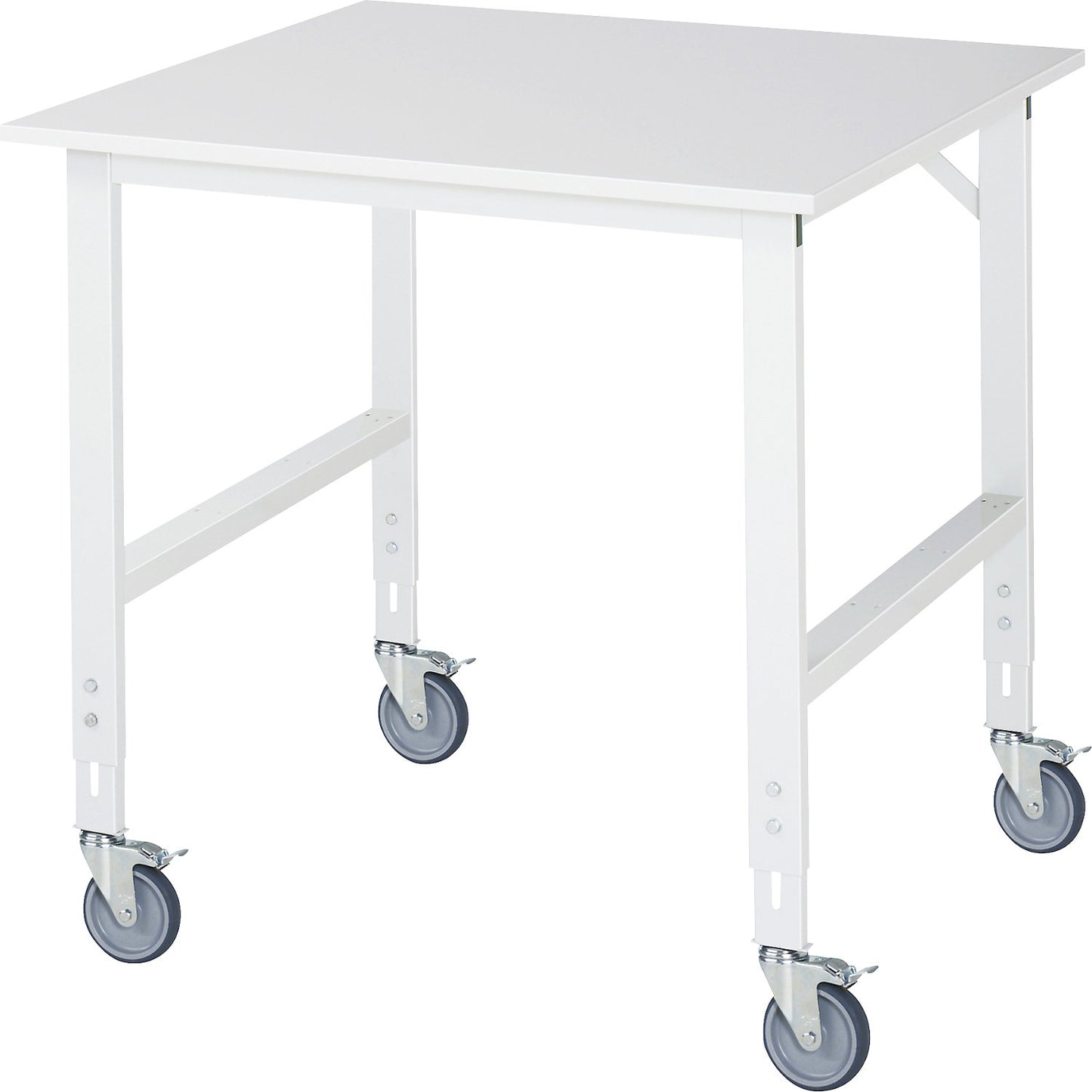 Mobile work table, frame 60 x 30 mm, worktop WxD 1000 x 1000 mm, melamine worktop.