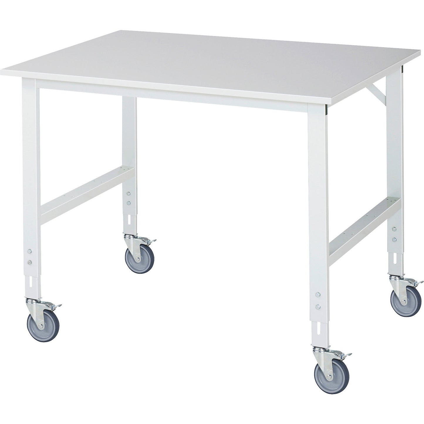 Mobile work table, frame 60 x 30 mm, worktop WxD 1250 x 1000 mm, melamine worktop.