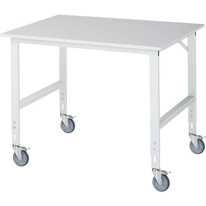 Mobile work table, frame 60 x 30 mm, worktop WxD 1250 x 1000 mm, melamine worktop.