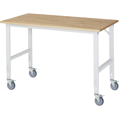 Mobile work table, frame 60 x 30 mm, worktop WxD 1500 x 800 mm, beech worktop made of solid wood.