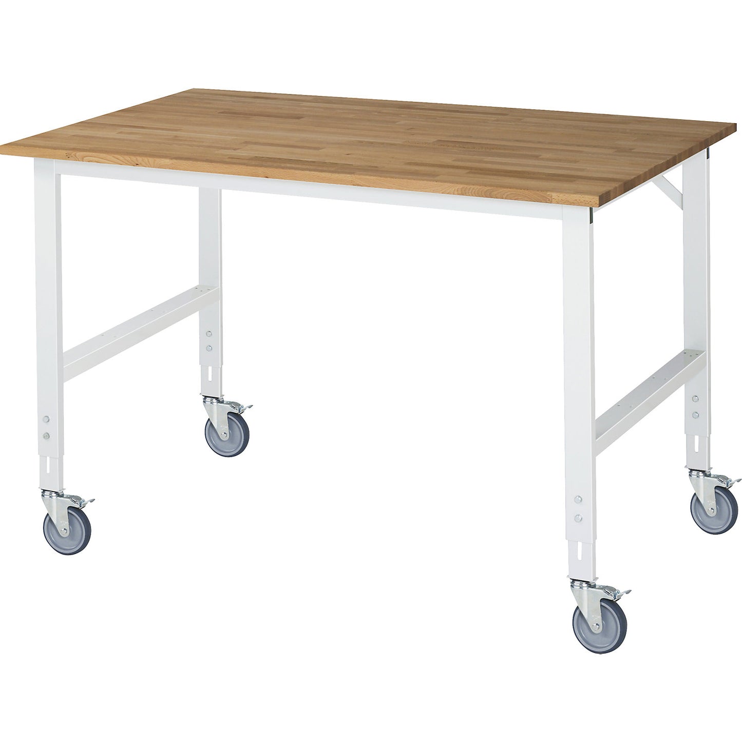Mobile work table, frame 60 x 30 mm, worktop WxD 1500 x 1000 mm, beech worktop made of solid wood.