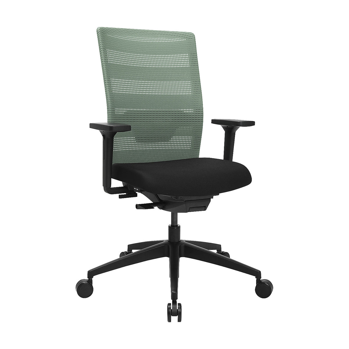 AirWork office chair, with arm rests, synchronous mechanism, black, mint green.