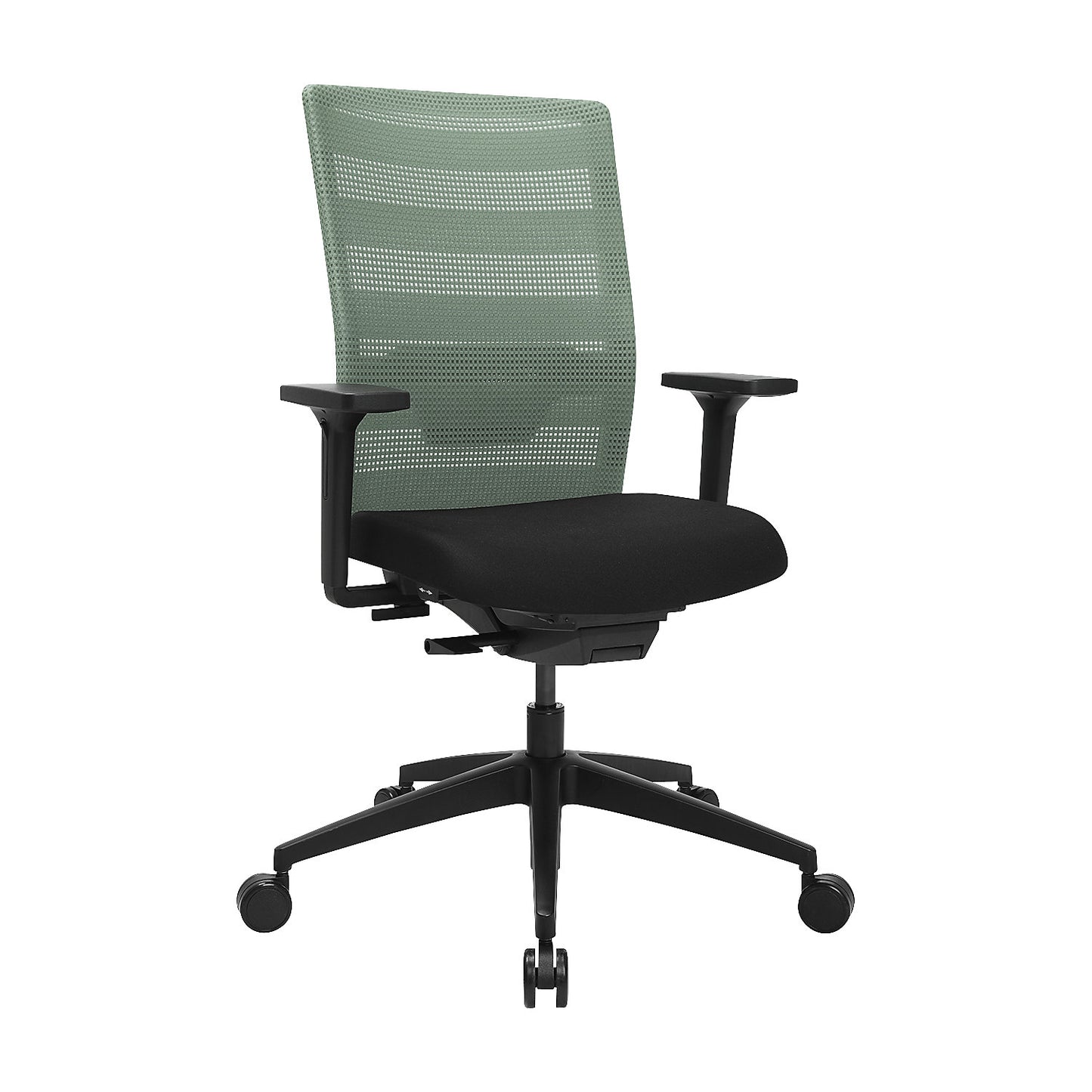 AirWork office swivel chair, with arm rests, synchronous mechanism, black, mint green.