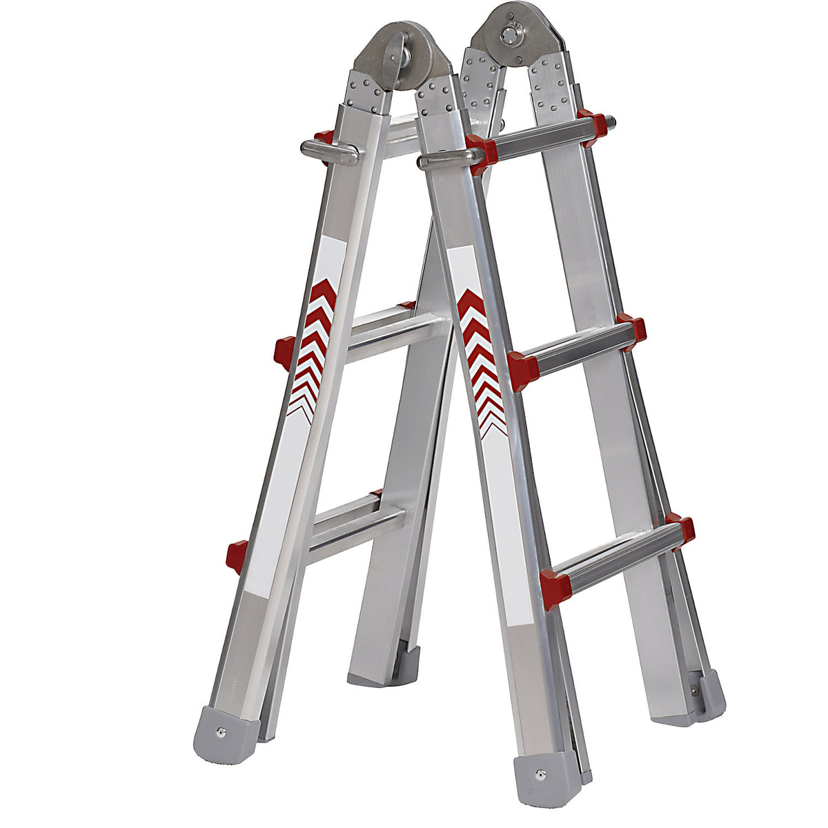 Telescopic folding ladder, stepladder, lean-to ladder and stair ladder in one, 4 x 3 rungs.