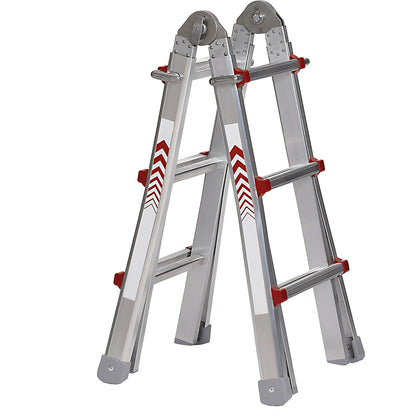 Telescopic folding ladder, stepladder, lean-to ladder and stair ladder in one, 4 x 3 rungs.