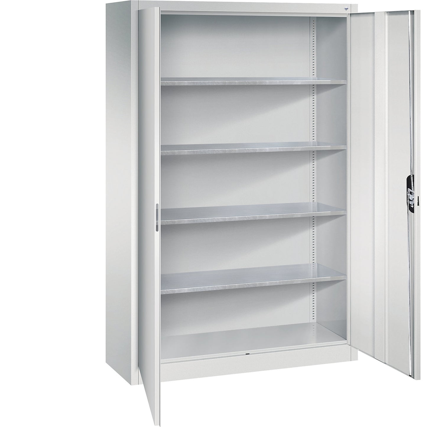 Workshop double door cupboard, HxWxD 1950 x 1200 x 400 mm, light grey / light grey.