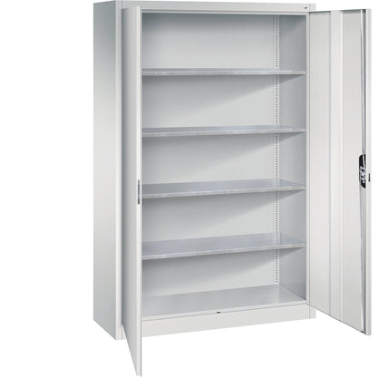 Workshop double door cupboard, HxWxD 1950 x 1200 x 400 mm, light grey / light grey.