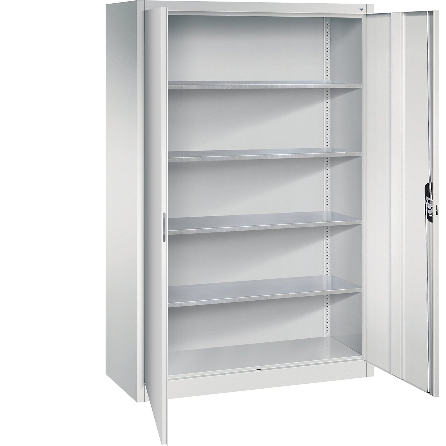 Workshop double door cupboard, HxWxD 1950 x 1200 x 500 mm, light grey / light grey.