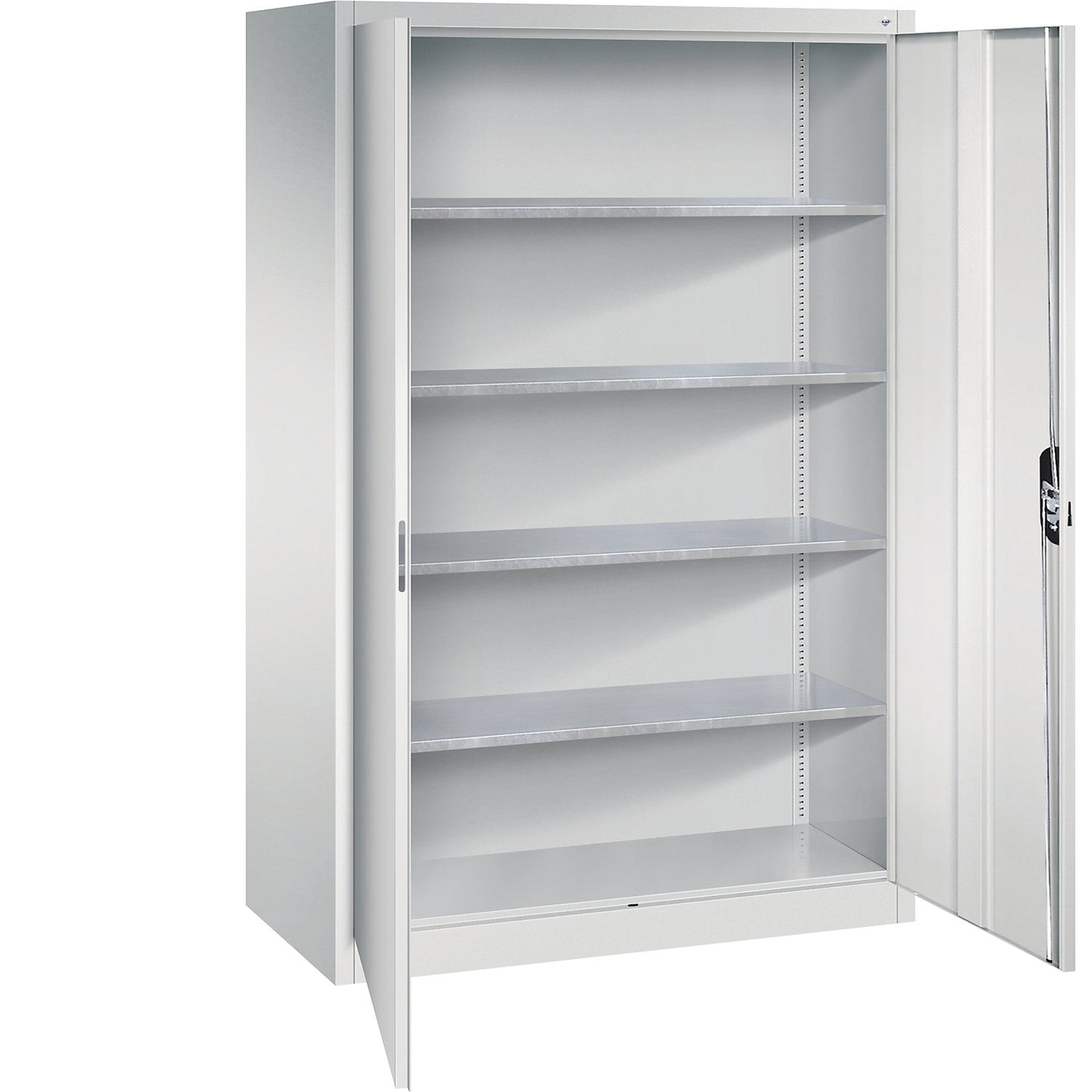 Workshop double door cupboard, HxWxD 1950 x 1200 x 600 mm, light grey / light grey.