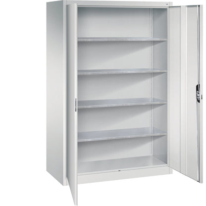 Workshop double door cupboard, HxWxD 1950 x 1200 x 600 mm, light grey / light grey.