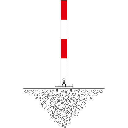 Barrier post made of rectangular profile, to bolt in place, cylinder lock.