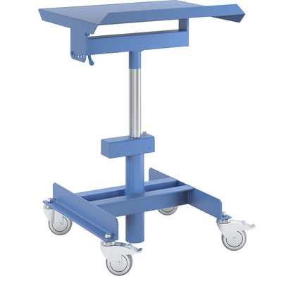 Work stand, max. load 150 kg, mobile, height adjustment without load with pneumatic fall arrest, height adjustment range 510 - 700 mm.