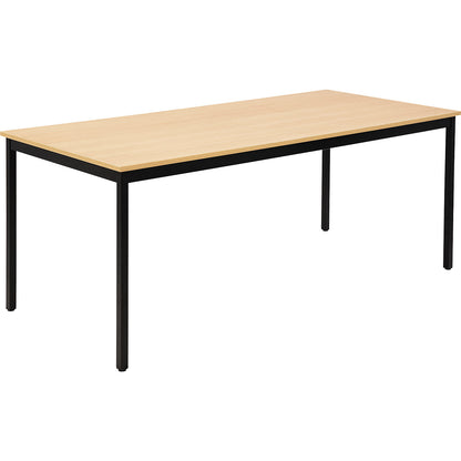 Multipurpose table, rectangular, HxWxD 740 x 1800 x 800 mm, beech finish top, black frame.